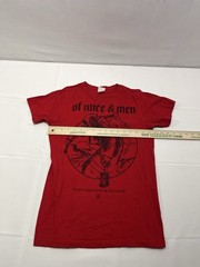OF MICE & MEN Shirt Men’s S Red Reaper Graphic Short Sleeve Band Tee Rock Metal