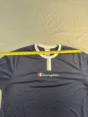 Champion Men’s Classic Jersey Script Logo Navy Blue White Size Medium VINTAGE