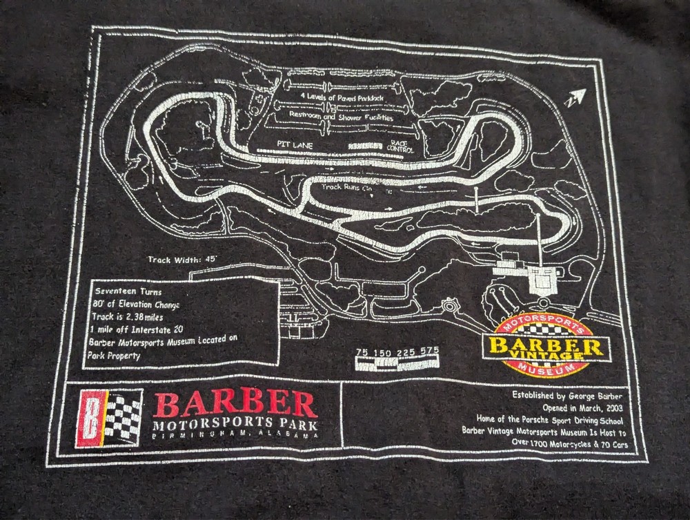 Vintage Barber Motorsports Park Museum T SHIRT (Large) Birmingham Leeds Alabama