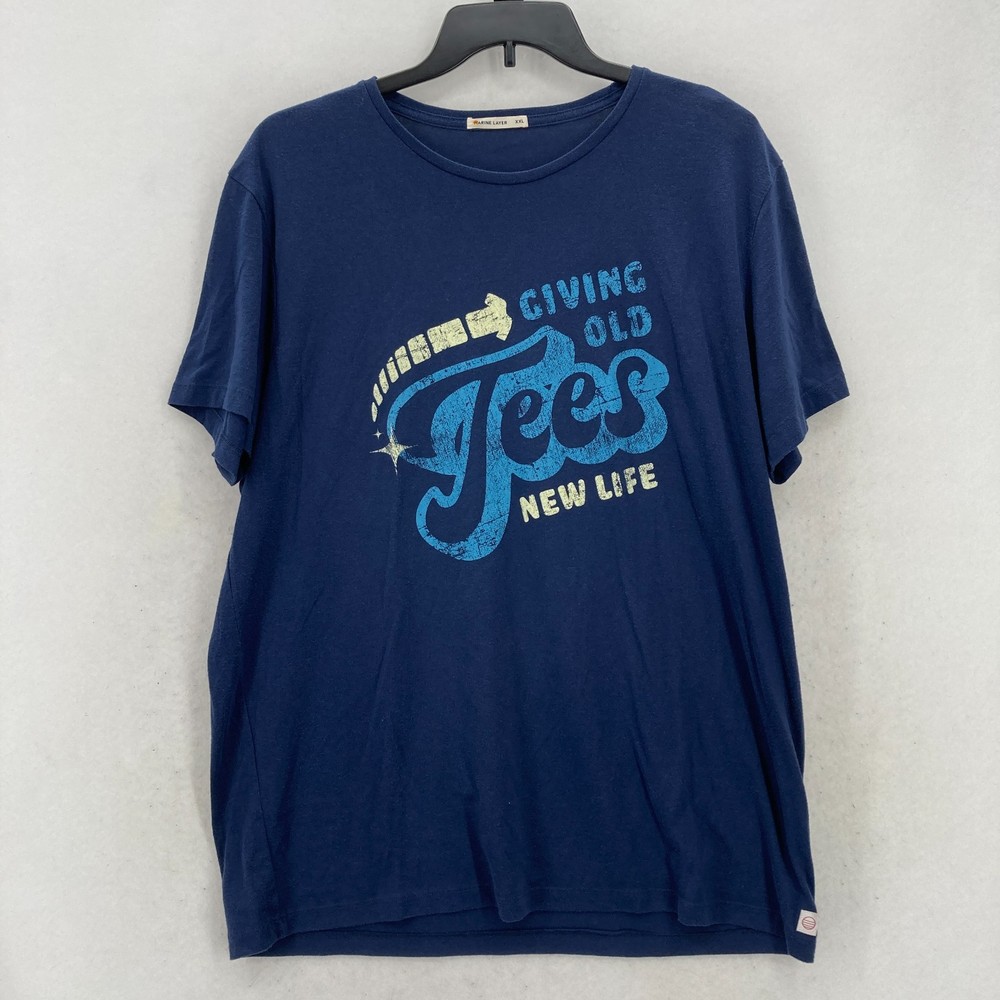 Marine Layer Graphic T-Shirt Mens 2XL Blue Recycled Sustainable Nautical Preppy