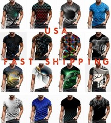 Men T Shirt Silky Fashion 3D Graphic Short Sleeve Novelty Casual Summer T-Shirt