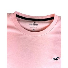 HOLLISTER MEN’S PINK SCOLLOPED CURVED HEM CASUAL T SHIRT SIZE MEDIUM