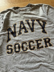 Vintage 80s Made in USA Cotton Rayon Single Stitch Navy Soccer Tee Size M
