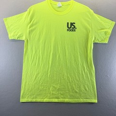 US Foods Mens Neon Safety Yellow Short Sleeve Logo T-Shirt Large High Vis