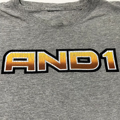 Vintage AND1 Shirt Mens Large Gray Basketball Long Sleeve 2 Sided Distressed 90s