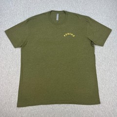 Poncho Outdoors T-Shirt Mens 2XL Heather Olive Green Bobcat Snake Logo Tee