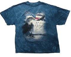 NEW Tie Dye Patriotic July 4 TShirt Eagle Jets Mountain River Flag 2XL Unisex