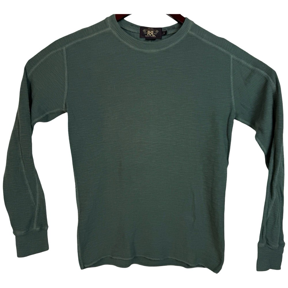 RRL Ralph Lauren Men’s Small Henley Shirt Green Waffle Knit Long Sleeve Thermal