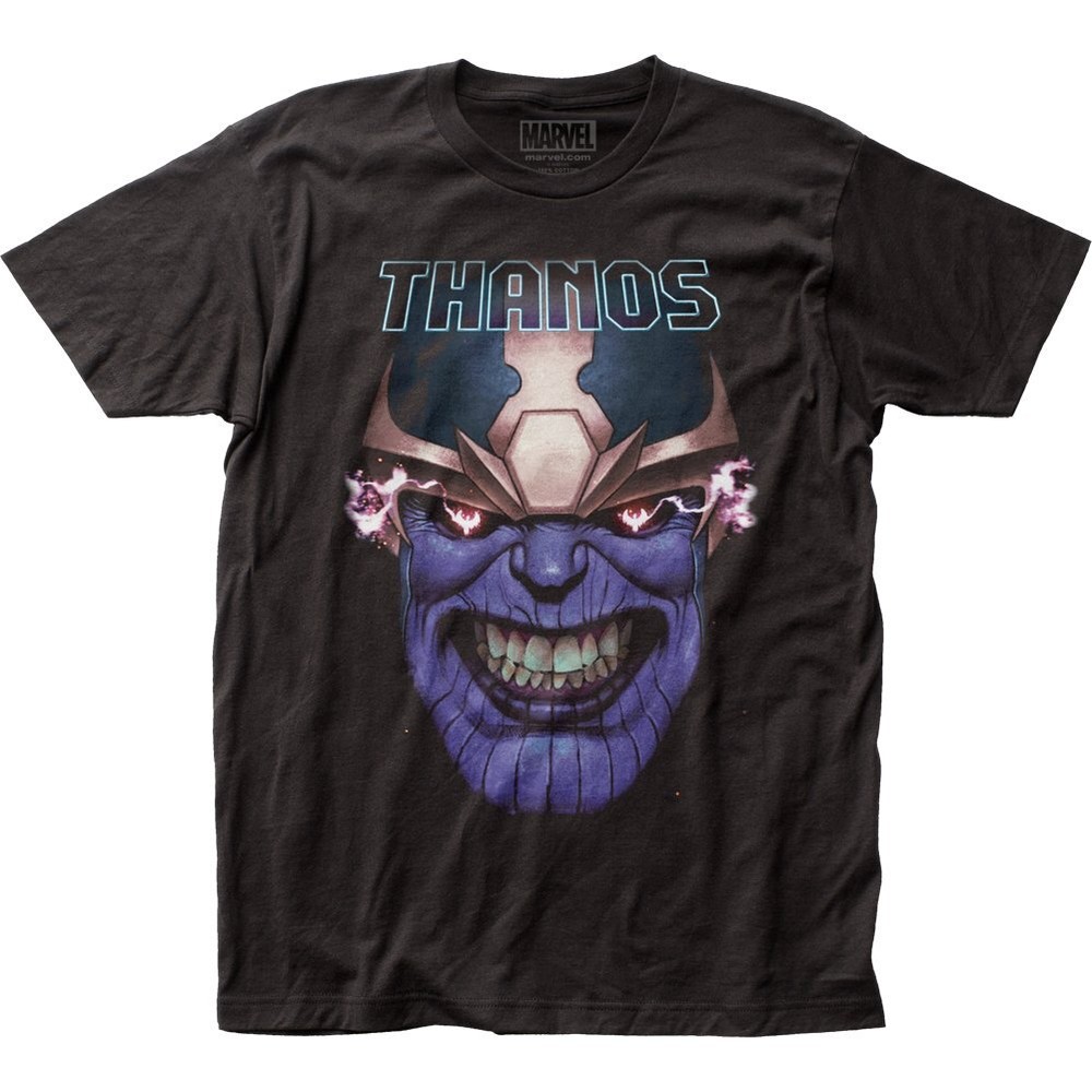 Thanos (Marvel Comics) Mens T-Shirt – Giant Evil Grin Under Name