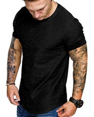 Fashion Mens T Shirt Muscle Gym Workout Athletic Shirt Cotton Tee Shirt Top B…