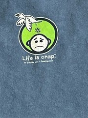Life Is Crap Graphic T-Shirt XXL Blue Hippie Van Funny Tee Mens Cotton