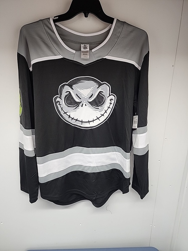 New Jack Skellington Hockey Jersey Disney Embroidered Back Graphic Print Front
