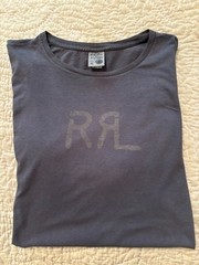 Vintage RRL Spell Out Logo Polo Ralph Lauren Gray Double R L T Shirt Men XL