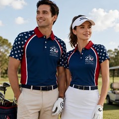 USA 250 Years Of Freedom Patriotic Golf Shirt, 4th Of July Golf Poly (S-5XL)