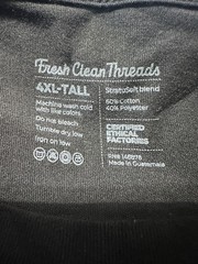 Fresh Clean Threads 4XL Tall Black Crew Neck T Shirt Mens NWOT Soft Stretch