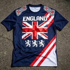 Three Lions Football England Shirt Quick Dry Breathable Sport Graphic Tee Men
