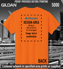 Custom Printed Gildan Heavy SAFETY ORANGE Tee Full-colour Front / Back / Both
