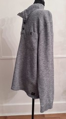 Lucky Brand Henley XL Gray Mock Neck Pullover Long Sleeve Cotton Pockets EUC