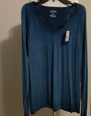 NWT MEN CREMIEUX ( XXL) LONG SLEEVE NOTCH NECK COTTTON TITAN BLUE DENIM SHIRT
