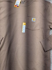 Carhartt Shirt Mens Small Brown Relaxed Fit Long Sleeve Pocket Workwear Tee