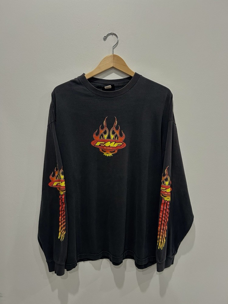 FMF Men’s Long Sleeve Shirt Vintage Y2K Streetwear Flames, Size XXL