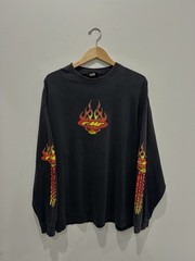 FMF Men’s Long Sleeve Shirt Vintage Y2K Streetwear Flames, Size XXL
