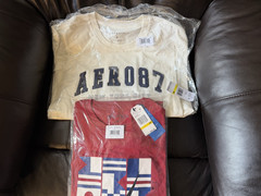 2 Aeropostale Men’s Graphic Logo Crew Neck Short Sleeve T-Shirt Red And White M