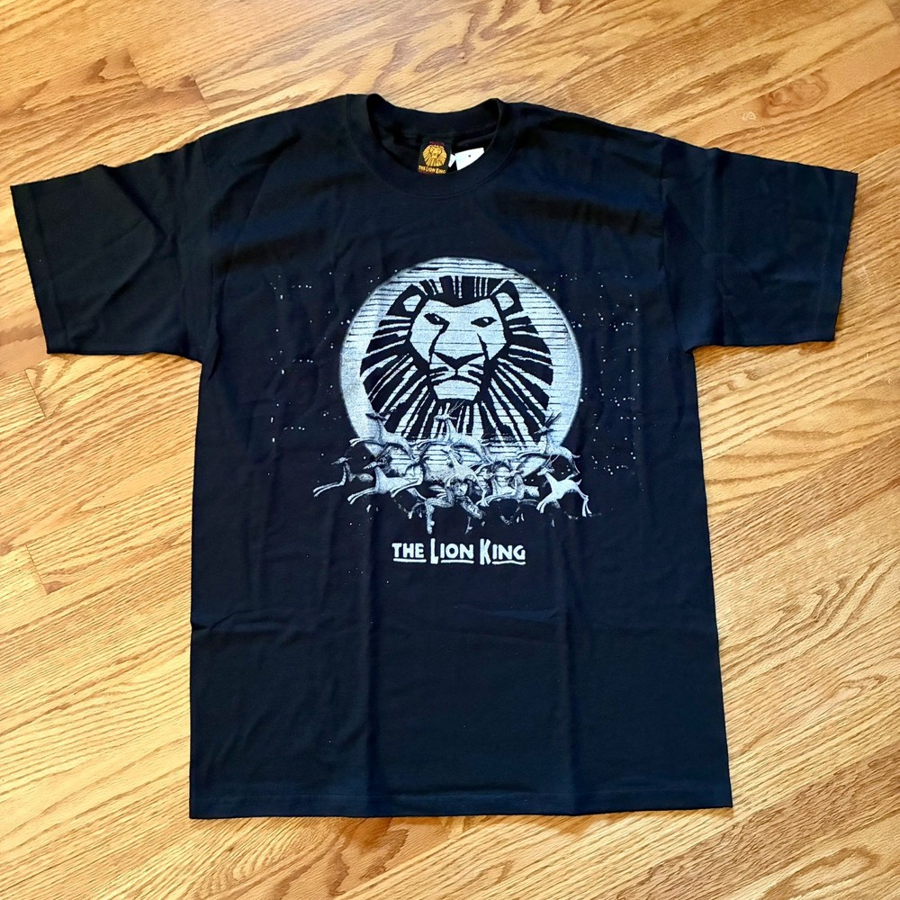 VINTAGE Y2K NWOT The Lion King Musical Black Glitter T-shirt Size Large