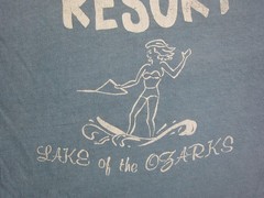 True Vintage Ozarks Shirt Mens Large Blue Lake Point View Resort 50s 60s Cotton