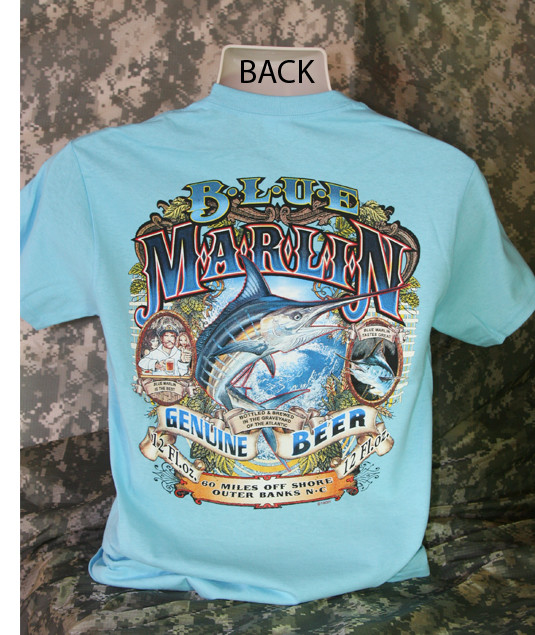 Blue Marlin Beer T-Shirt Fishing Funny Drinking Drunk Fish Hunting Tee Boat New