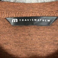 Travis Mathew Henley Shirt Mens XL Rust Micro Striped Lightweight Soft Thin EUC