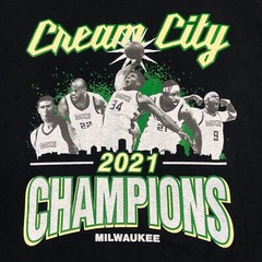 Dream City Milwaukee 2021 Champions Basketball NBA Mens T-Shirt Sz L Black