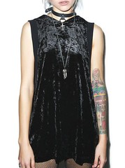WIDOW by LIP SERVICE UNISEX GOTHIC PUNK ROCKER CRUSHED VELVET SHIRT HOODIE