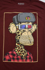 Bored Of Directors Mens Bored Ape In Soviet Hat Maroon Heather Shirt New S, M, L