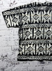 Vintage LA Destination Black Geometric Pattern Hand Made T Shirt Men’s Size 3XL