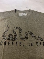 Black Rifle Coffee Company Coffee or Die T-Shirt Snake Military Green Size Large