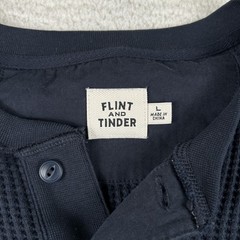 Flint And Tinder Shirt Mens Large Waffle Thermal Henley Long Sleeve Navy Blue