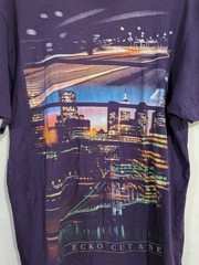 Marc Ecko Cut & Sew Men’s L Purple City Graphic Print Crew Neck Cotton T-Shirt