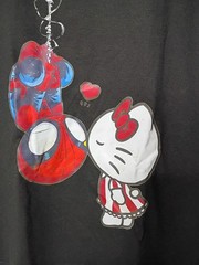 Large hello kitty spiderman Black T-shirt
