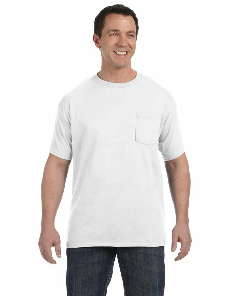 Hanes Men’s 100% Cotton Front Pocket White ComfortSoft T-Shirt – Size: XL