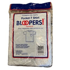 Vintage 1988 Light Gray Bloopers Pocket T Shirt Size XL Made In USA Irregular