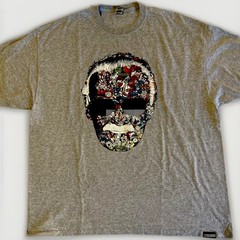 Marvel Comics Many Faces of Stan Lee Gray Mosaic Graphic T-Shirt Size 2XL