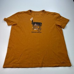 Life is Good Crusher Shirt Mens Extra Large XL Orang Crew Neck Cotton Smoke Show