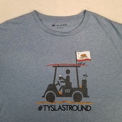 TravisMathew Men’s Golf Cart #TYSLASTROUND Graphic T-Shirt Blue Size XL Casual