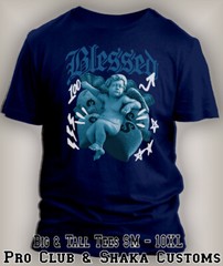 Blessed Angel Big Tall Sm Graphic Pro Club Shaka Tee to Match J4 Military Blue