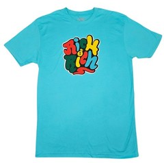Outrank Men M T-Shirt Rich Rich Graphic Chenille Patch Short Sleeve Teal Blue Te