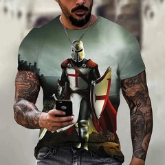 Knights Templar T-Shirt Men’s Christian Warrior Crusader Cross 3D Printed