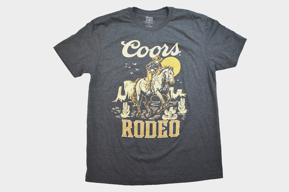Coors Mens Coors Rodeo Cowboy On Horse Charcoal Heather Shirt New S-2XL