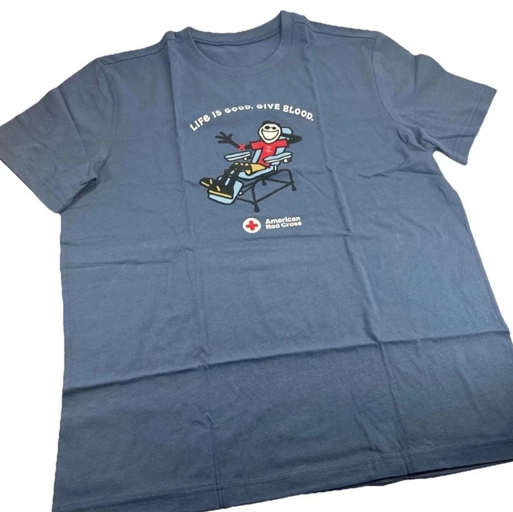 NEW 2026 – Life Is Good Give Blood Graphic T-Shirt Gildan