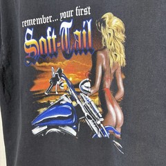 Vintage T Shirt 90s Biker Motorcycle Streetwear Soft Tail L Harley Wildside 3D